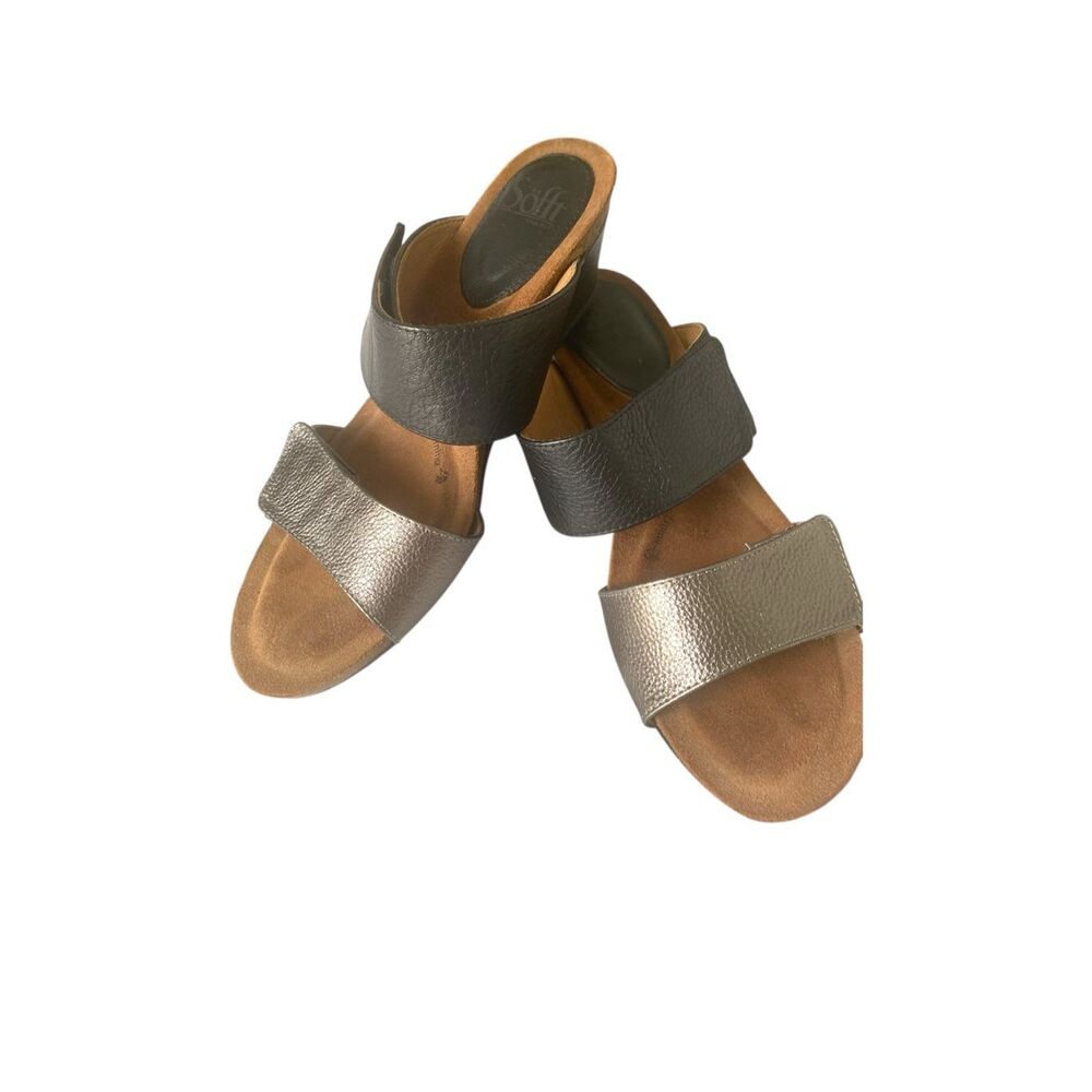 Sofft All Leather Metallic Adjustable Strap s Sandals Sz 9.5